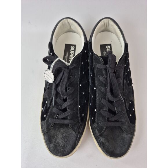 Golden Goose Women's Black Super-Star Swarovski Crystal Quilted Sneaker Size 40 - Picture 4 of 8